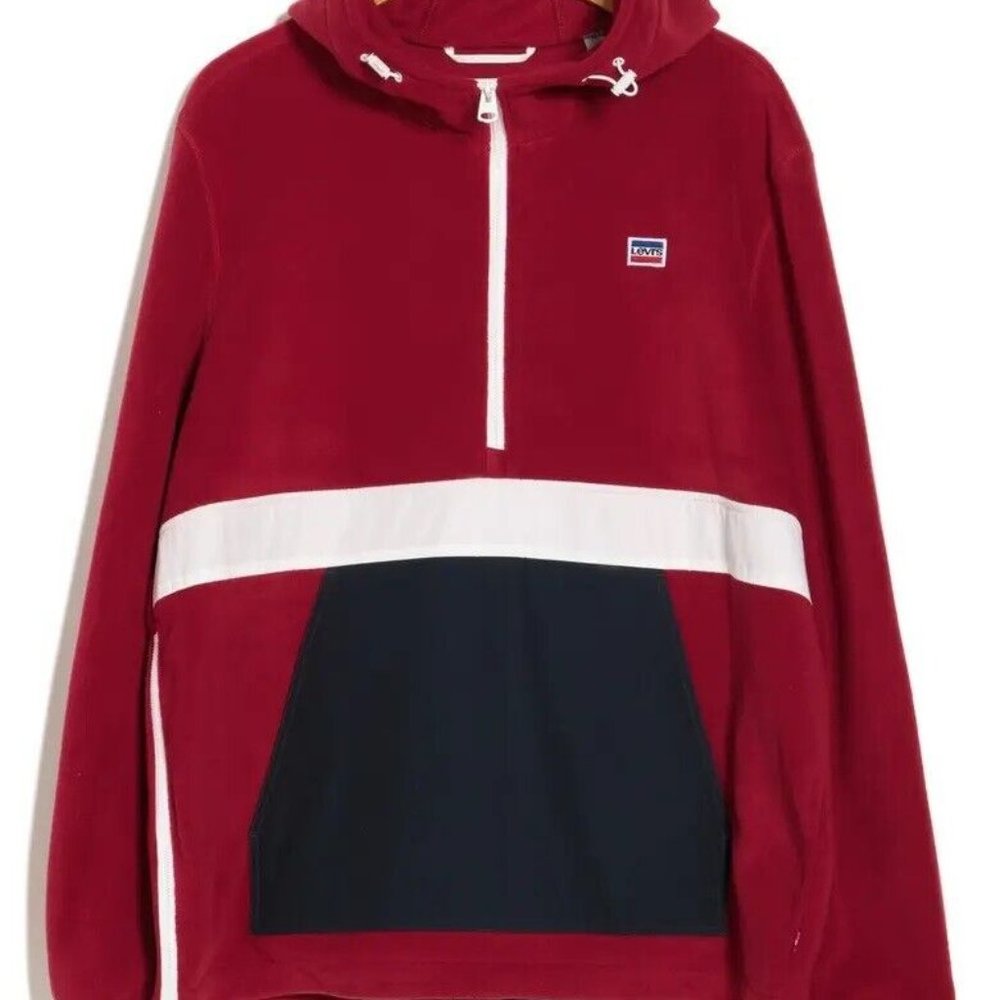 New LEVI'S Fleece Pullover Quarter Zip Men's Size Small Fleece Anorak